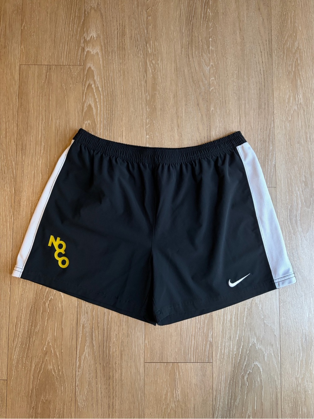 Nike Women’s Black Athletic Shorts w/ White Side Panels & Yellow NOCO